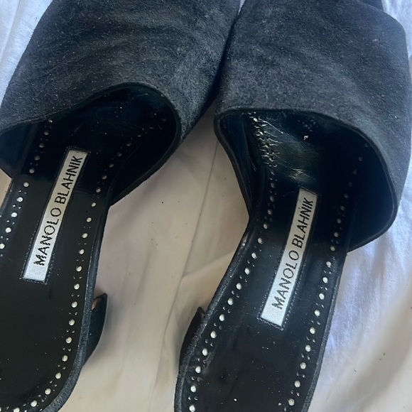 Manola Blahnik Suede slides 37 size 61/2 - Picture 1 of 3